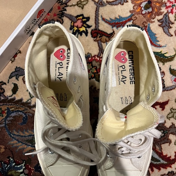 CONVERSE X COMME DES GARCONS PLAY ALL STAR CHUCK '70 HI - OFF WHITE. M5/WO7 - Picture 7 of 9